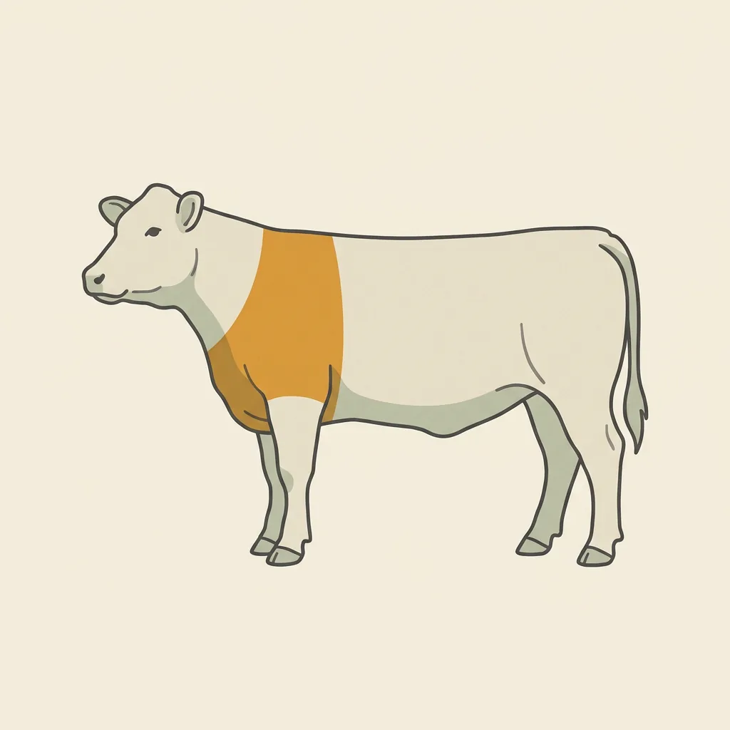 Beef diagram with the front shoulder (chuck) highlighted