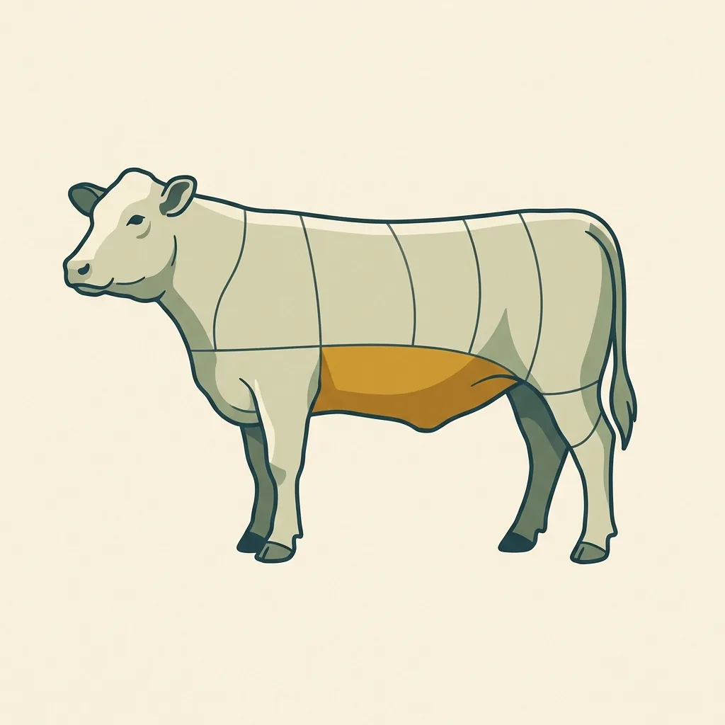 Beef diagram with the short plate highlighted