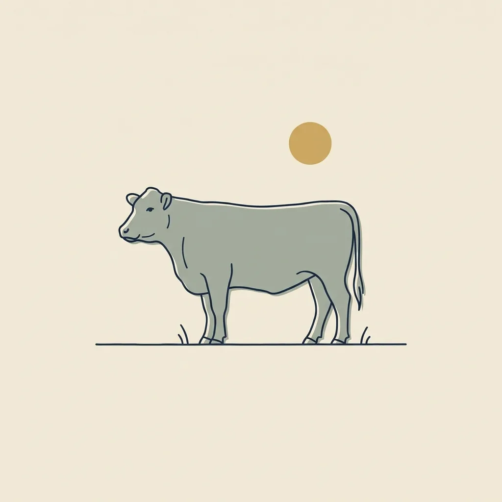 Illustration of a beef cow standing in pasture