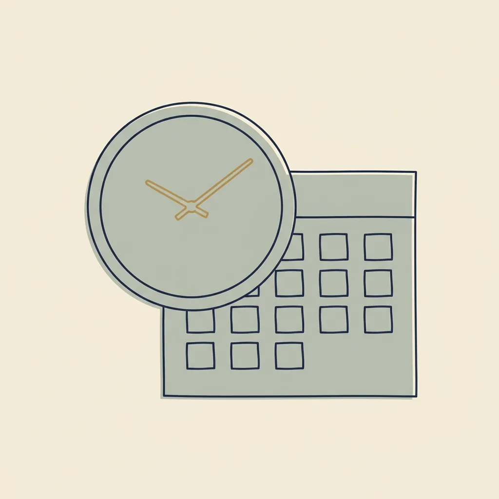 Illustration of a clock over a calendar page